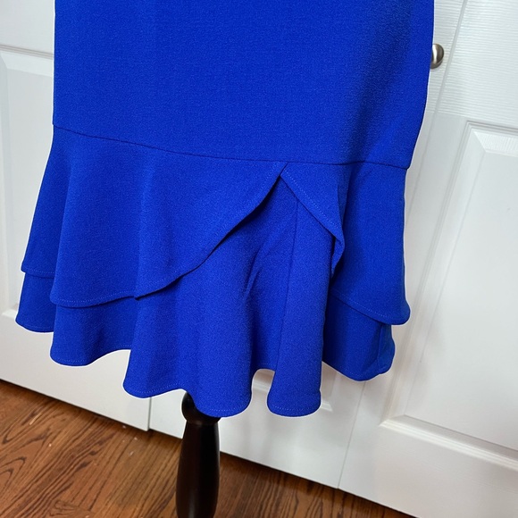 Eliza J Royal Blue sheath ruffled hem V-Neck Mini cocktail Dress, NWT, size 8 - Picture 7 of 17